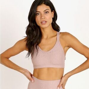 Beyond Yoga Strappy Speckled Sports Bra in Pink and Silver